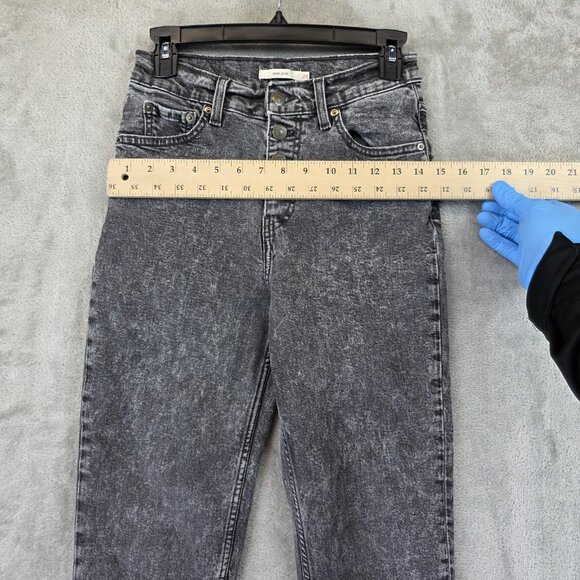 Levis Mom Jean Jeans Womens 26 Black Gray Acid Wash High Rise Button Fly Tapered - Picture 12 of 14
